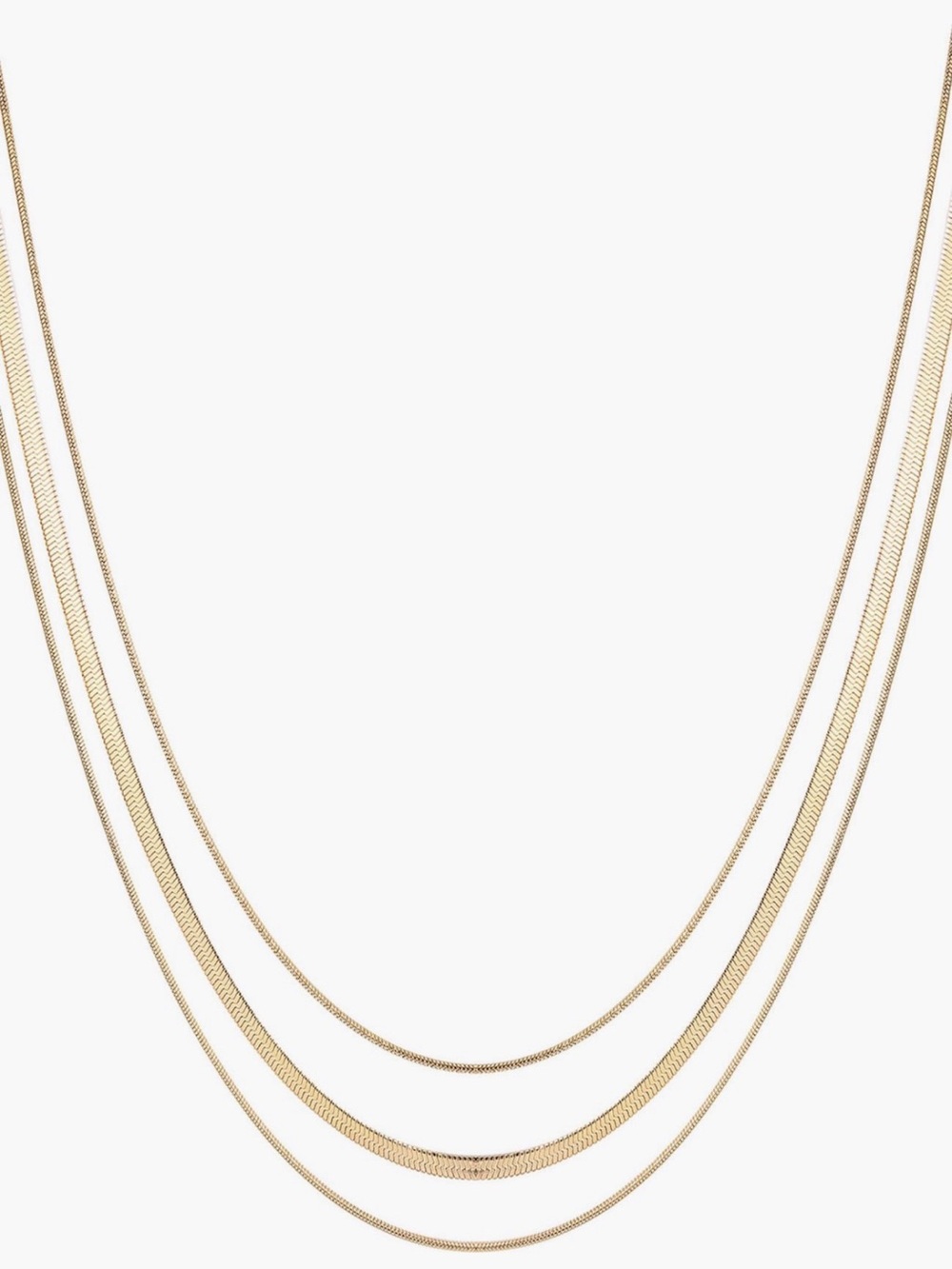 Layered Gold Herringbone Multi-Strand Necklace